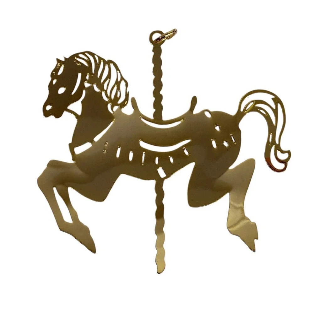 Reed &‎ Barton Colors Of Christmas Carousel Horse 24Kt Gold Covered Ornament